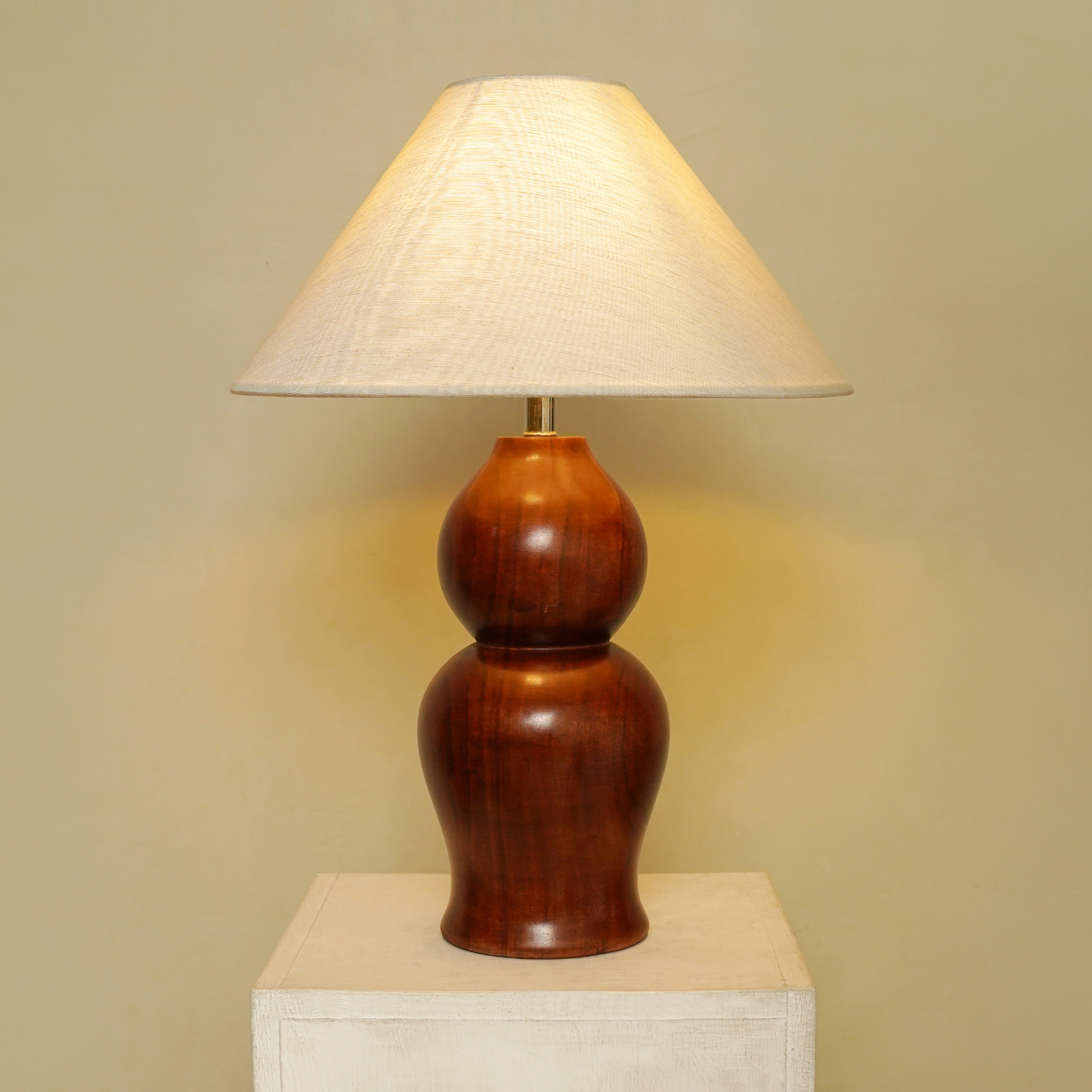 Midnight Glow | Solid Brown Wood Table Lamp