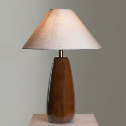 Natural Brown Polish Persian Lilac Table Lamp with Classic Linen Shade – Modern Elegance