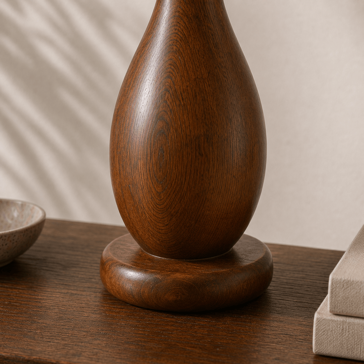 Alpine Pear Table Lamp: High-End Scandinavian Design for Modern Homes Wood Evoke