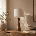 Slim HourGlass WoodenTable Lamp - Luxury Natural Grain Finish Wood Evoke