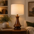 Handcrafted Tapered Flare Wooden Lamp - Minimalist Interior Décor