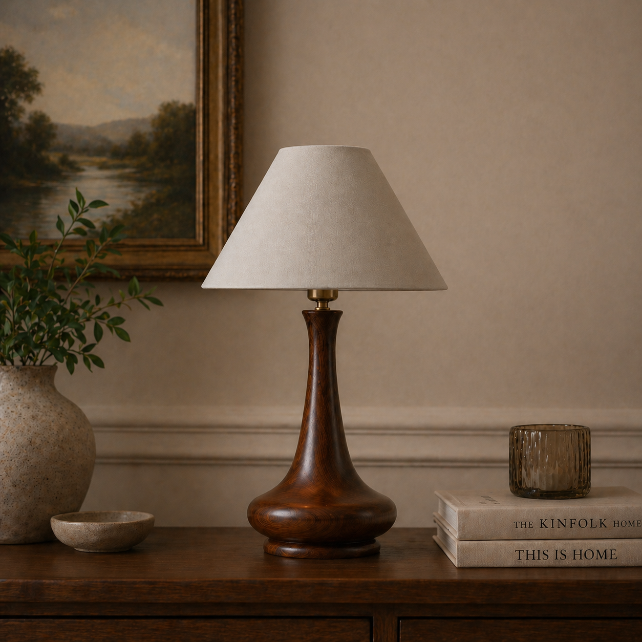 Willow Neck wooden table lamp — luxury mid-century modern solid wood table lamp Wood Evoke Pakistan