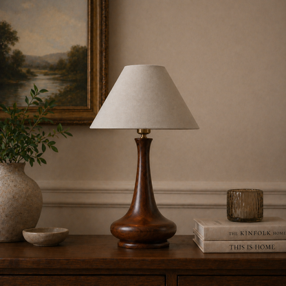Willow Neck wooden table lamp — luxury mid-century modern solid wood table lamp Wood Evoke Pakistan