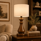 Handcrafted Empire Pedestal Wooden Lamp - Minimalist Interior Décor Wood Evoke