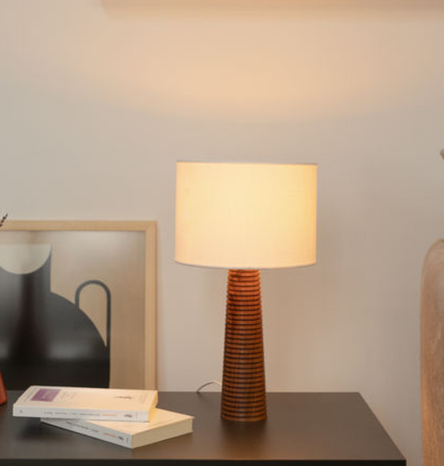 Handcrafted Wooden Side Table Lamps - Elegant Design to Elevate Your Space with Shade