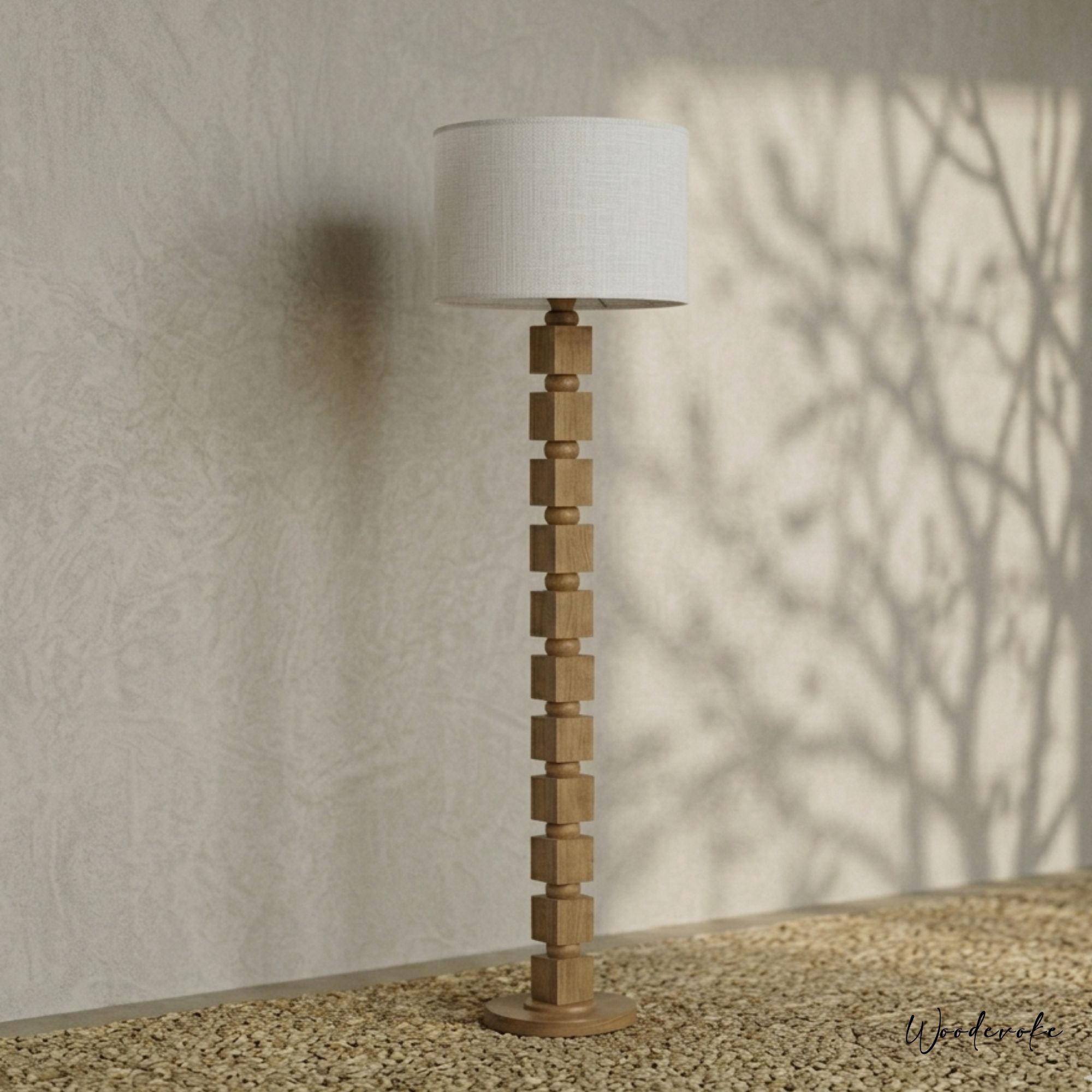 Minimalist Wood Cube Floor Lamp | Modern Drawing Room Décor