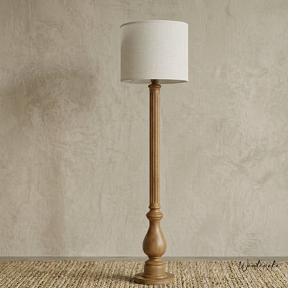 Fluted wooden floor lamp — hand-turned solid wood corner light for drawing rooms Wood Evoke Pakistan