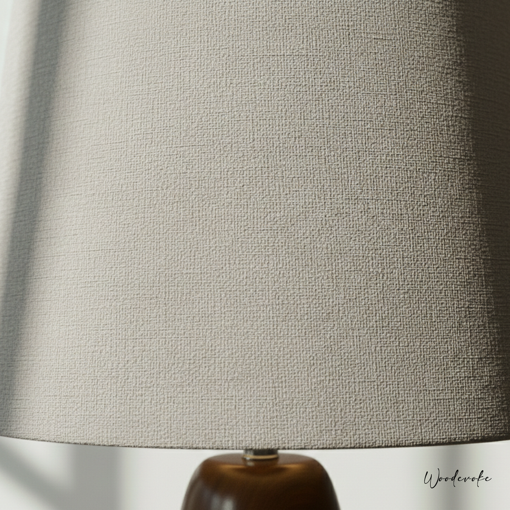 Natural Brown Polish Persian Lilac Table Lamp with Classic Linen Shade – Modern Elegance