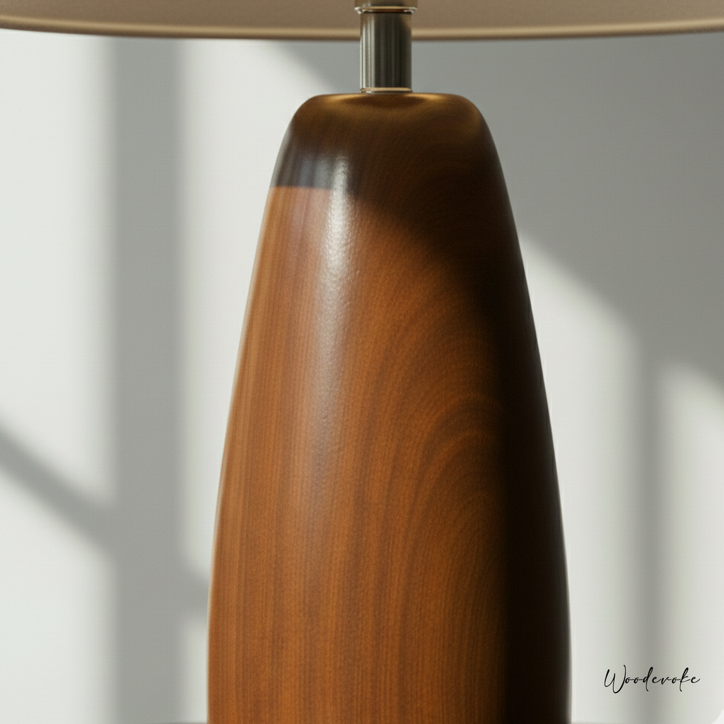 Natural Brown Polish Persian Lilac Table Lamp with Classic Linen Shade – Modern Elegance