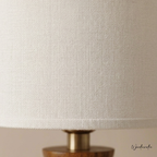 Rustic Red Wood Table Lamp with Linen Drum Shade