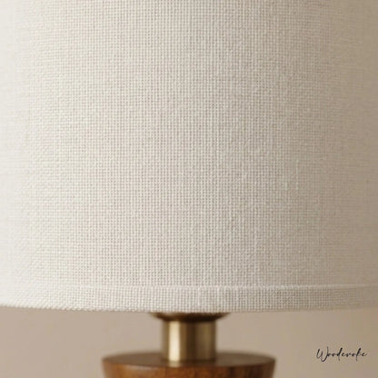 Rustic red table lamp lifestyle shot — solid natural wood table lamp for bedrooms Pakistan