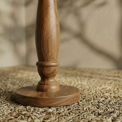 Spindle wooden floor lamp side view — solid natural wood standing lamp by Wood Evoke Lahore