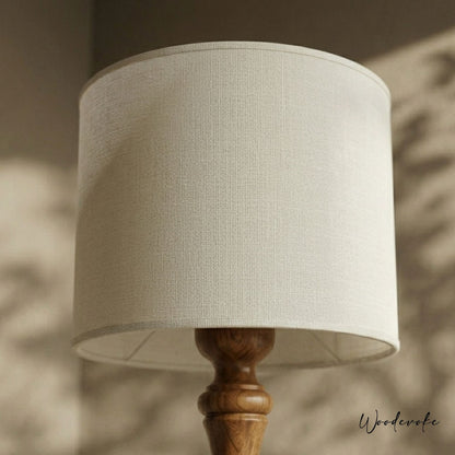 Wood spindle floor lamp product shot — handcrafted natural matte grain floor lamp Pakistan