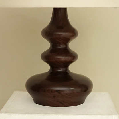 Elegant Curved Wood Table Lamp with Classic Shade – Modern Home Décor