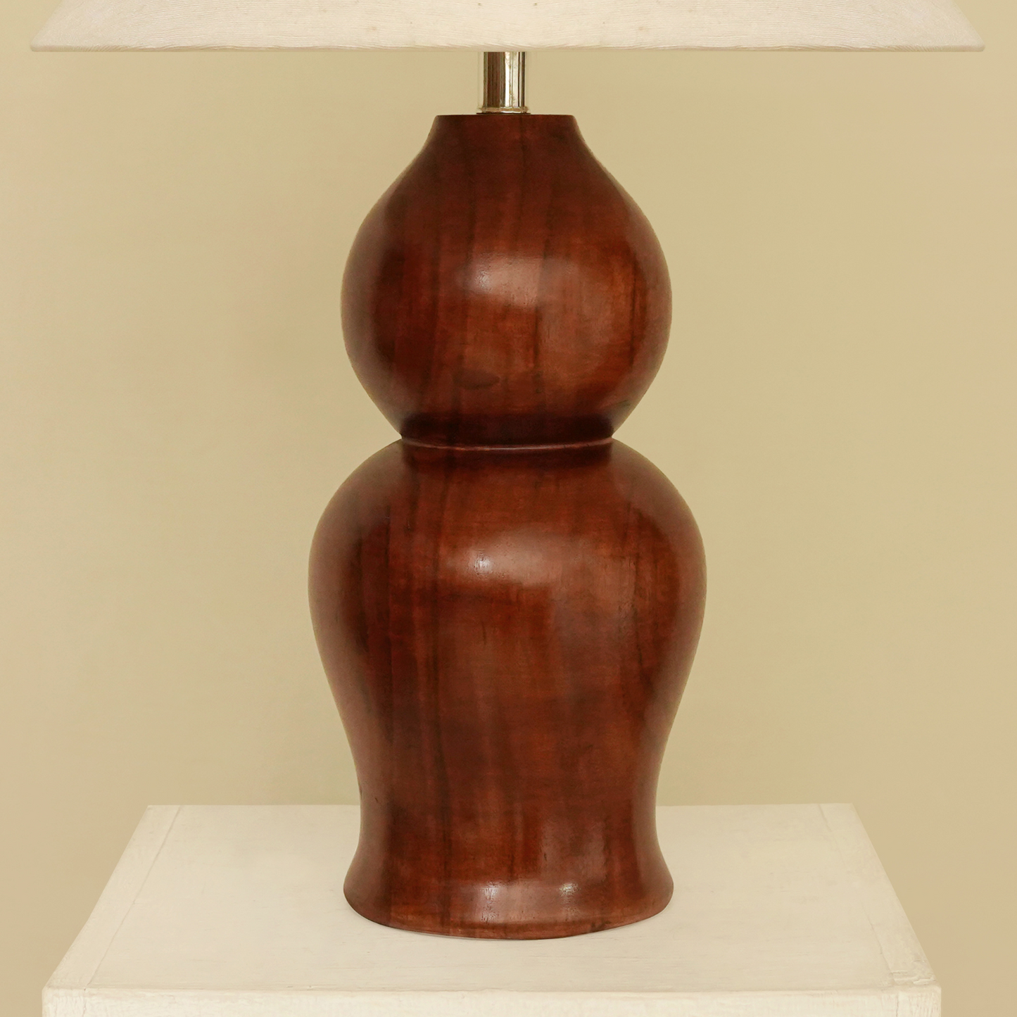 Midnight Glow | Solid Brown Wood Table Lamp