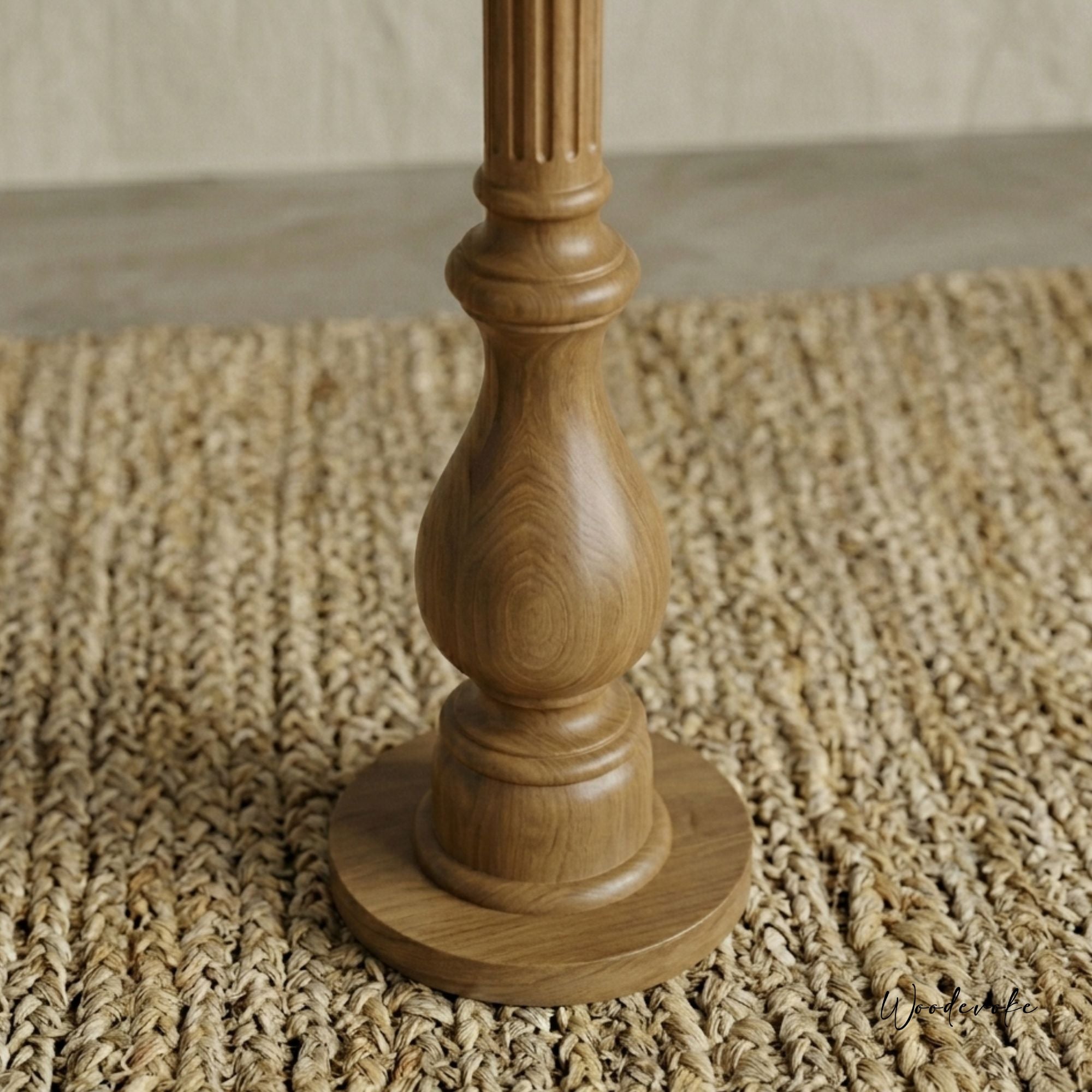 Hand-Turned Fluted Wood Floor Lamp | Modern Drawing Room Corner Light