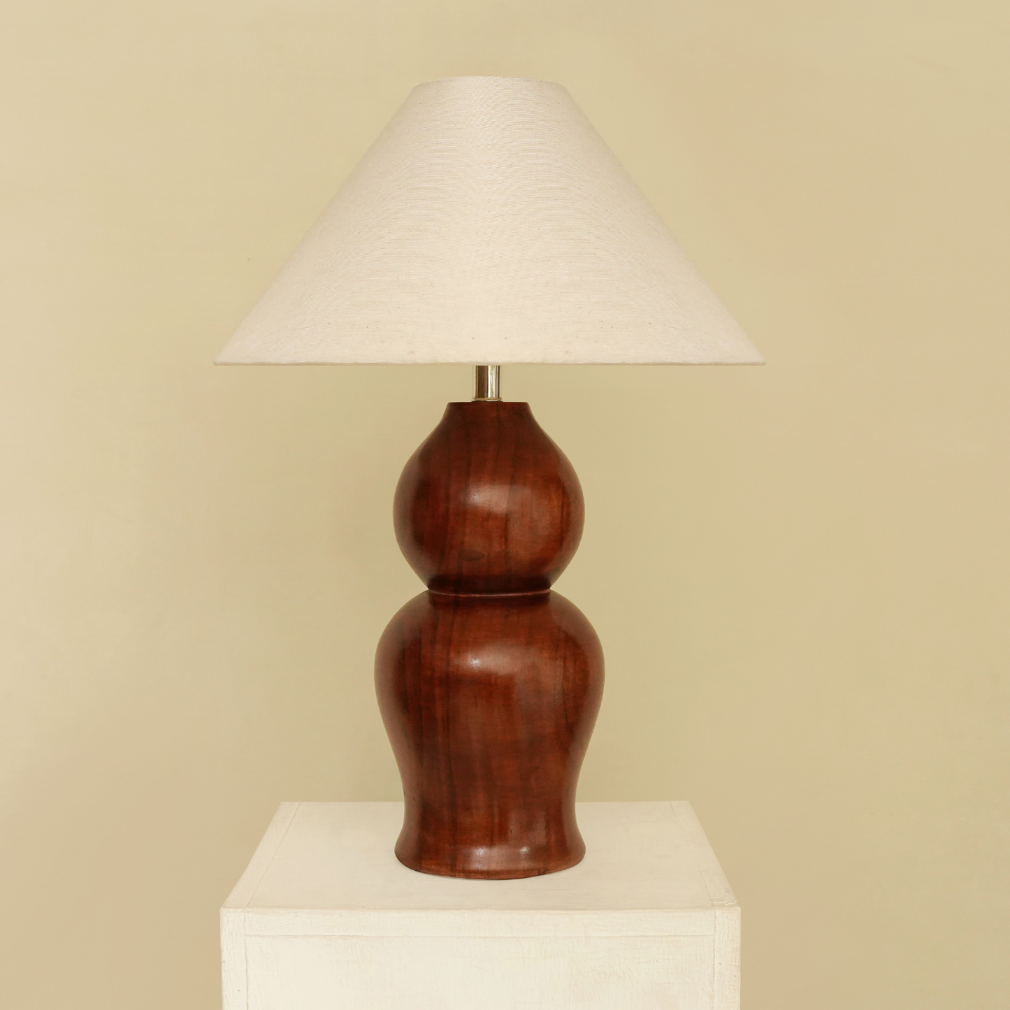 Midnight Glow | Solid Brown Wood Table Lamp