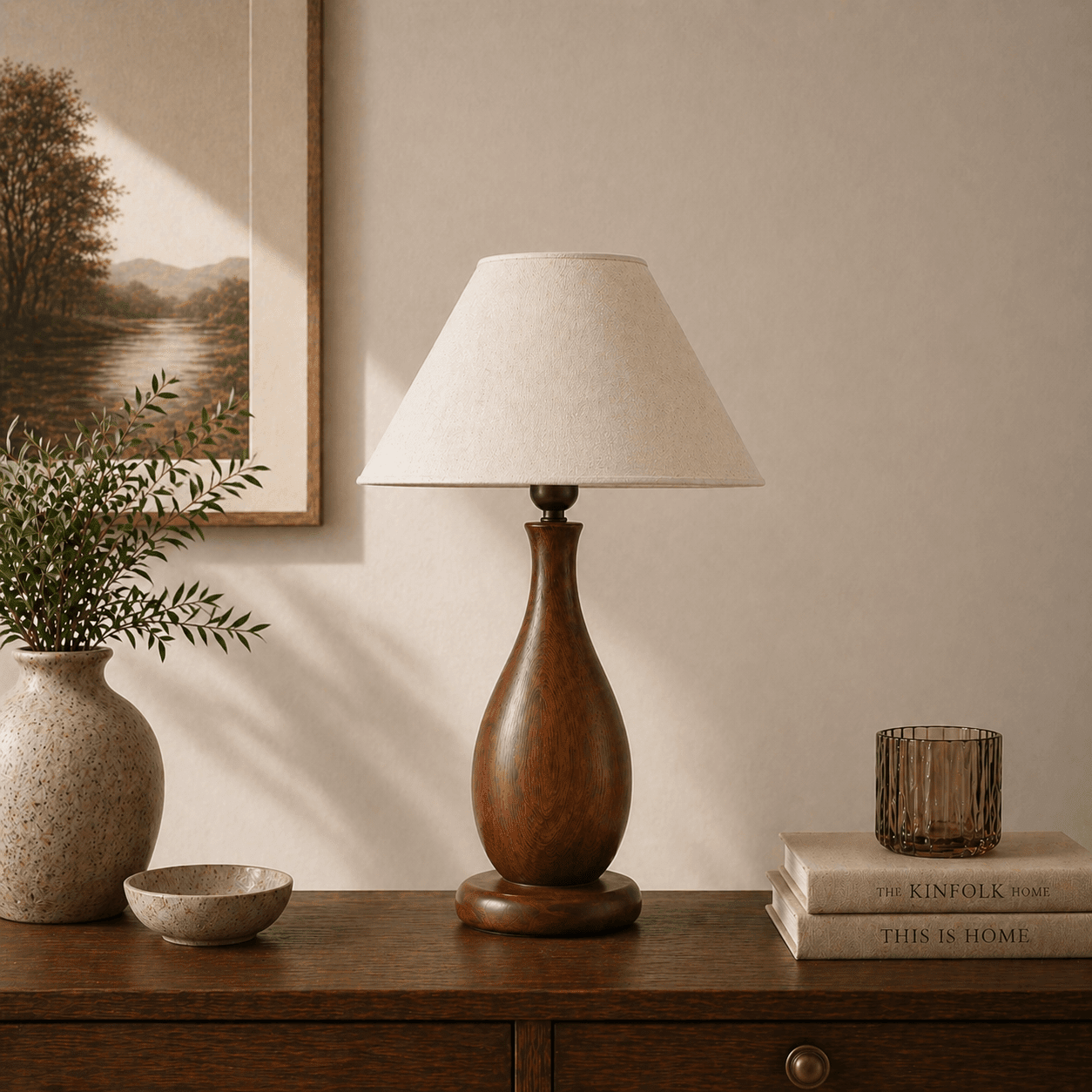 Alpine Pear wooden table lamp — high-end Scandinavian solid wood table lamp Wood Evoke Pakistan