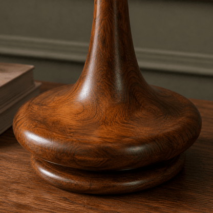 Flute wooden table lamp side view — natural solid wood table lamp for homes Lahore Pakistan
