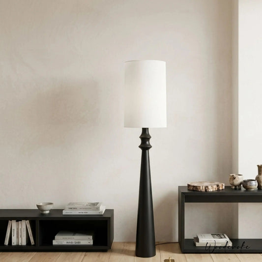 Nordic tapered black wooden floor lamp — luxury Scandinavian solid wood floor lamp Wood Evoke Pakistan