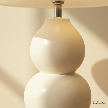 White bedside wooden table lamp side view — handcrafted natural wood table lamp Wood Evoke