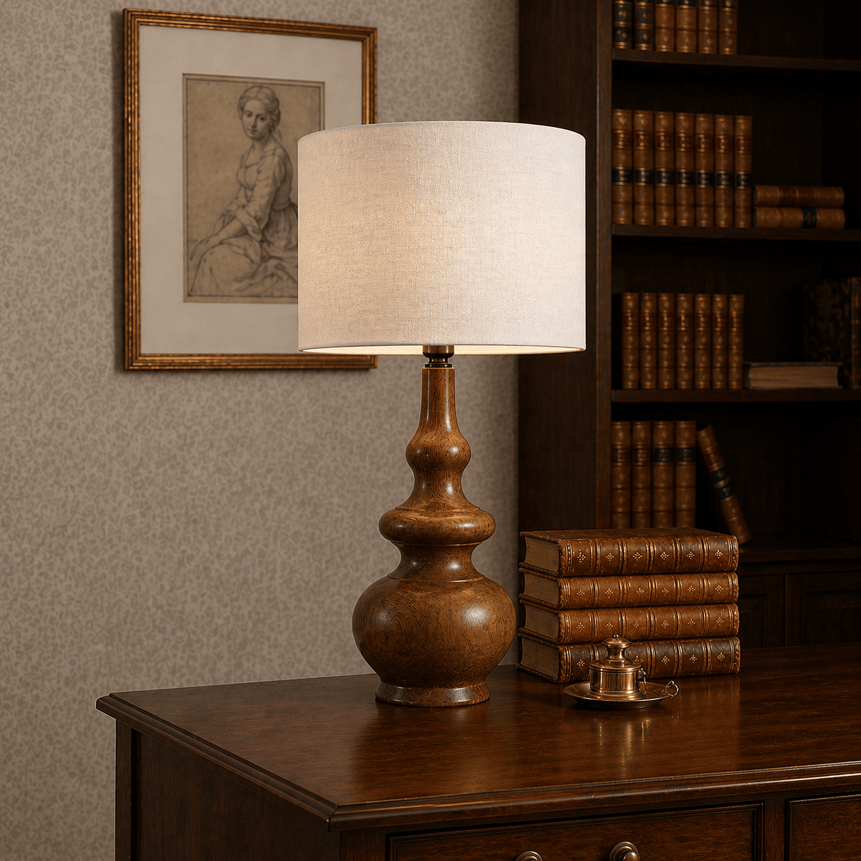 Classic Baluster wooden table lamp — luxury mid-century solid wood table lamp Wood Evoke Pakistan