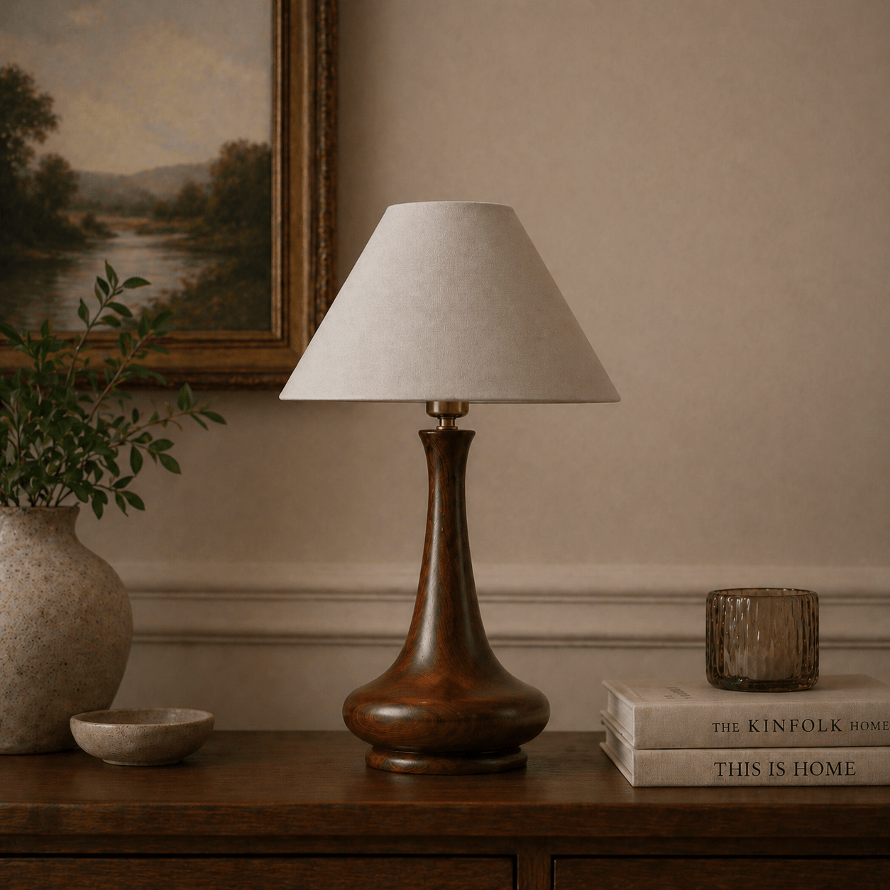 Willow Neck wooden table lamp — luxury mid-century modern solid wood table lamp Wood Evoke Pakistan