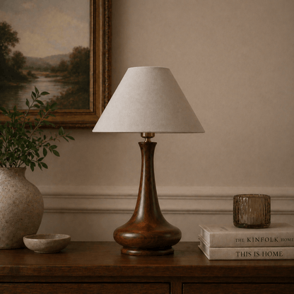 Willow Neck wooden table lamp — luxury mid-century modern solid wood table lamp Wood Evoke Pakistan